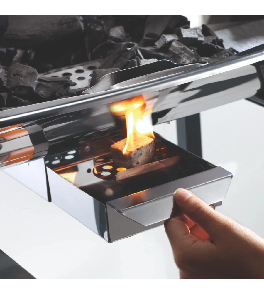 BARBECUE A CARBONELLA OMPAGRILL "60-40 PRO C" IN ACCIAIO INOX 60,5X33X96 CM